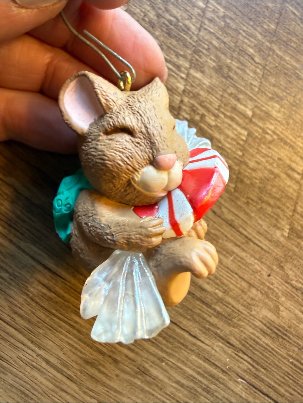 Hallmark Brown Mouse Ornament with Red & White Candy Sharon Pike 1998